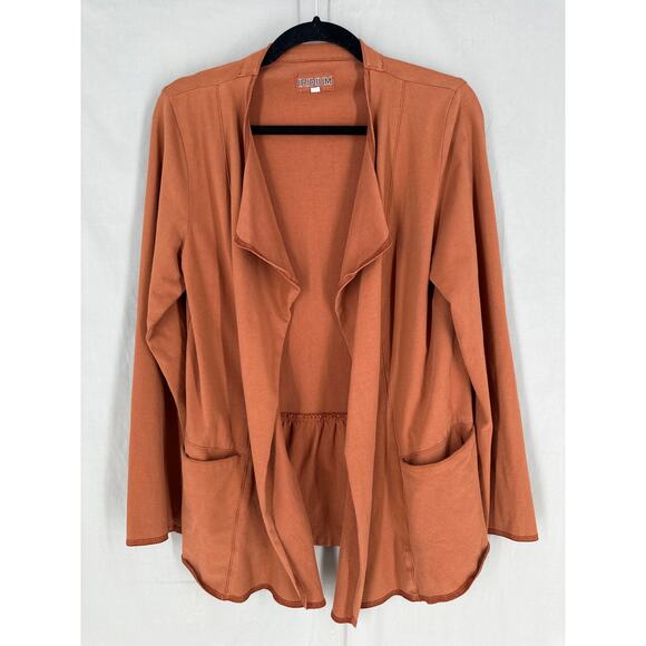 Iridium Jacket Womens Small Brown Cotton Stretch Drape Lagenlook Boho Comfort - Picture 5 of 7